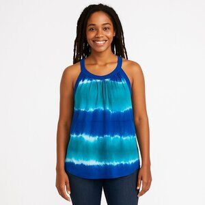 C&C California Blue Green Tie Dye Tank Top Size Large